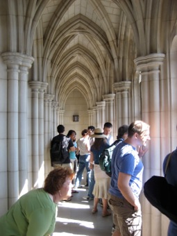 Peering out from the top floor of the transept