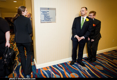Hotel manager Karen saw we were causing a traffic jam after the ceremony, so she threw us behind a wall so she could clear the room.