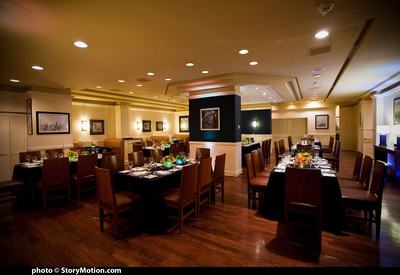 The room is ready for lunch service.