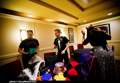 Bill, Rob and our wedding planner Lori getting ready in the photobooth area.