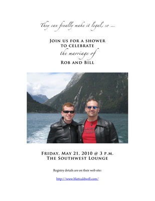 The Chronicle threw us a wedding shower. 30 minutes after Bill arrived he got a call telling him his mother was in the hospital with Guillain-Barre syndrome. She did make a full recovery after a few months.