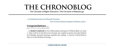 Our wedding was announced to the Chronicle staff.