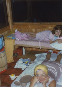 Patti & Mom treehouse sleepover