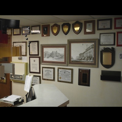 Various degrees, awards, certificates, and some Ann Arbor art.