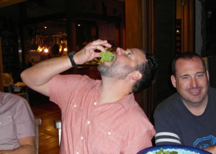 Garrett eating a veggie?