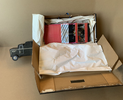 Here is the car in the box ready to be delivered.