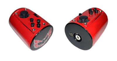 The wireless remote is a simple joystick with a few buttons. The endcap is meant to resemble the emblems Patti and I took off our 1983 Trans Am.