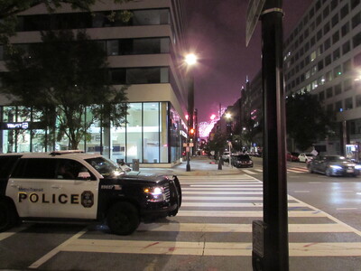 Our view was looking down 18th street. The building with the glowing antennas on the right was Bill's first office with ALA.
